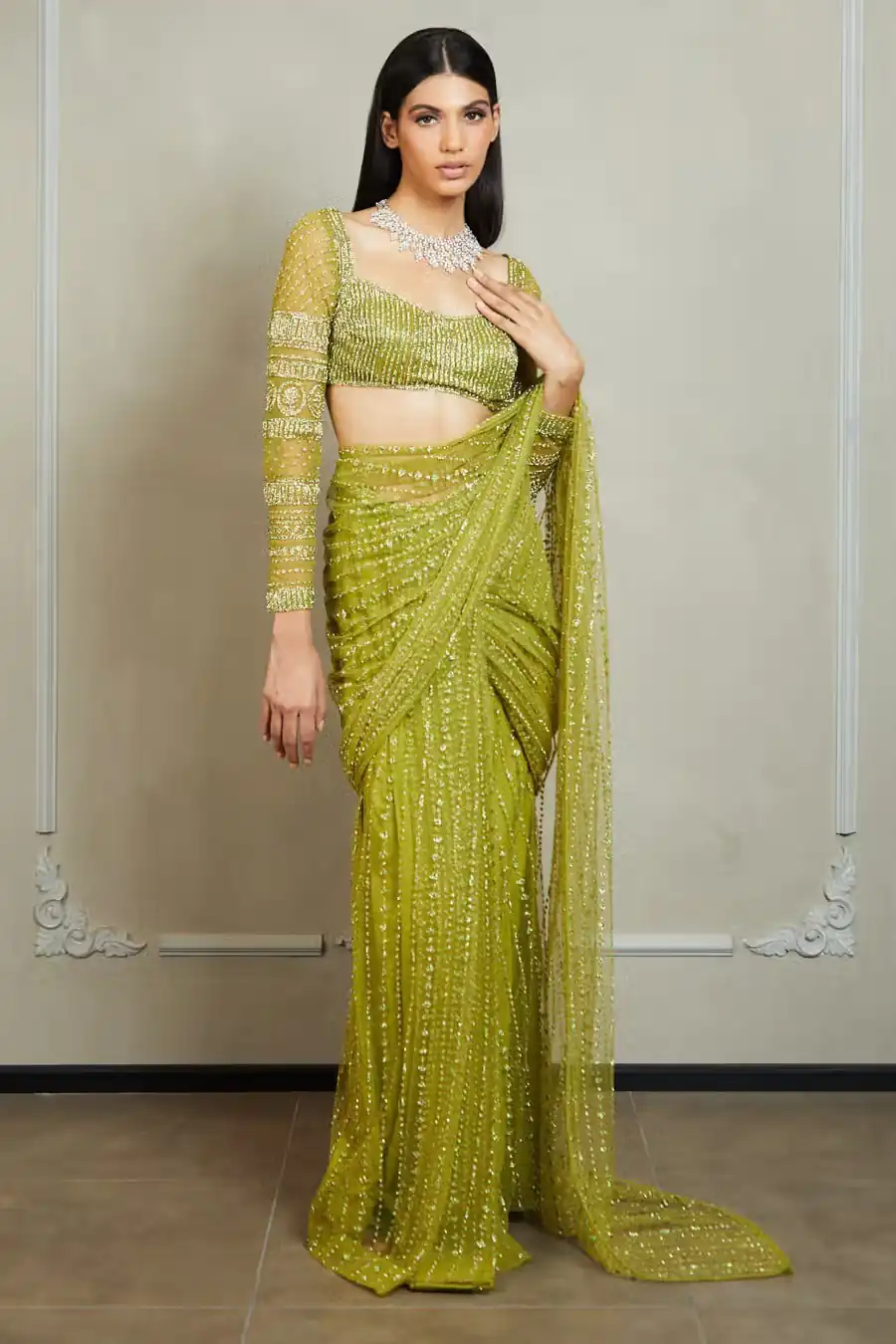 BT 349 Green Saree : Nylon Butterfly Net Work : Sequence & Thread Work, Blouse : Nylon Butterfly net Party Wear, Wedding Wear, Events Etc.@1649/- | Sarees, Bollywood Sarees, Creative Sarees, Designer Sarees, Ethnic Saree, Modern Digital sarees, Party Wear Sarees