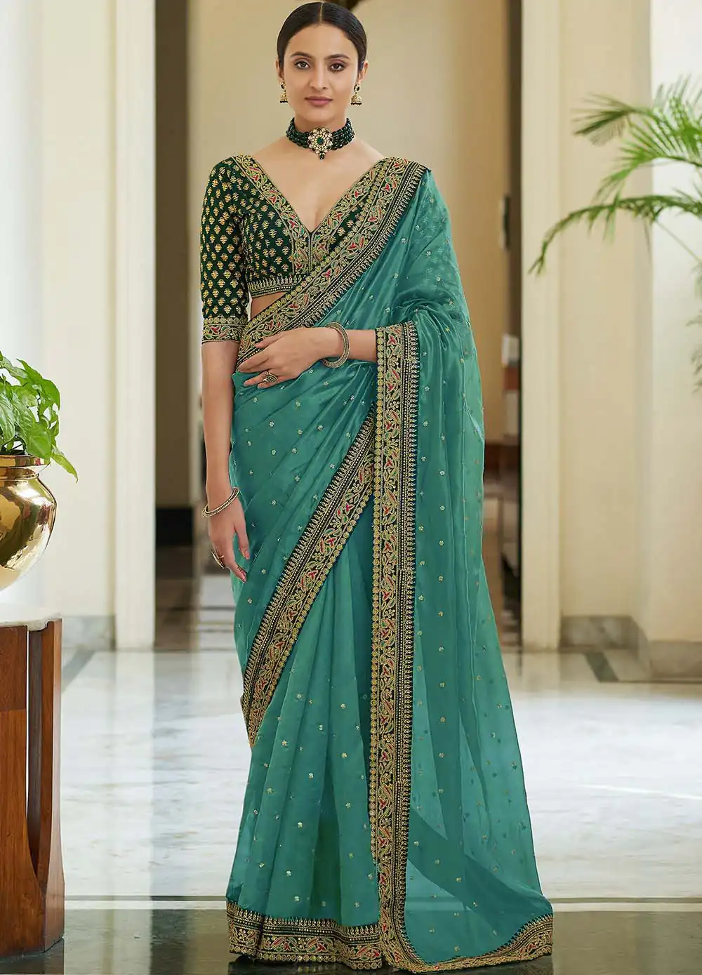 BT 1031 Sea Green Saree : Vichitra Silk Blouse : Banglori Silk Work : Heavy Embroidery Coding & Sequence Work Wedding, Festive Events @1649/- | Sarees, Bollywood Sarees, Creative Sarees, Designer Sarees, Embroidered Sarees, Party Wear Sarees