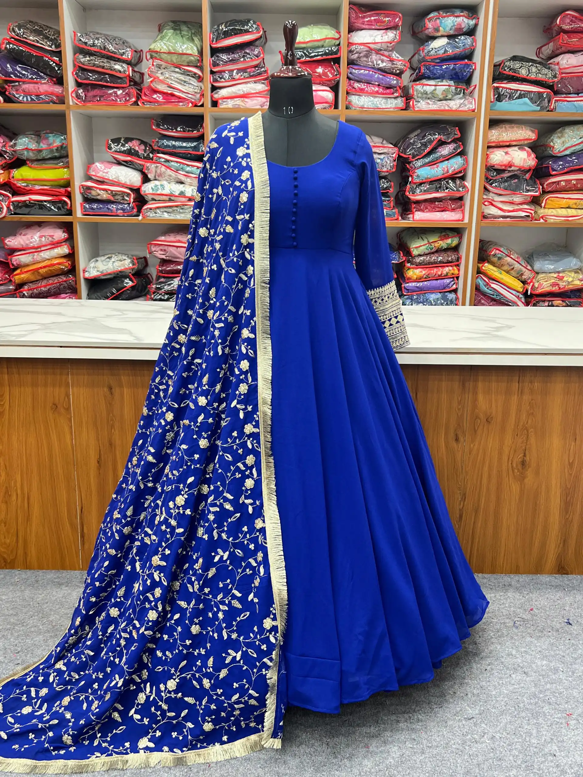 FC 241 Royal Blue color Pure Soft Faux Georgette Anarkali Suit Casual, Wedding, Party, Festive, Events Etc. Expected Delivery 4-6 Working Days @2199/- | Anarkali Suits, Bollywood Anarkali, Creative-Anarkali, Designer Anarkali, Embroidered Anarkali, Party Wear Anarkali
