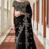Gorgeous Black Color Kasturi Silk With Zari & Thread Work Saree