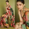 Latest Deepika Padukone Designer Digital Print Party Wear Saree (Multi Colour)