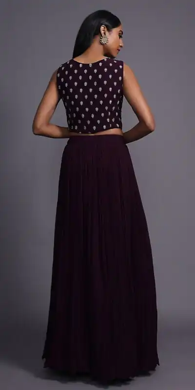 SR 417 Purple Jacket (Top) : Georgette Lehenga : Georgette Work : Heavy Embroidery Work Wedding, Party, Festive @1599/- Only | Lehenga, Bollywood Lehenga, Creative Lehenga, Designer Lehenga, Embroidered Lehenga, Party Wear Lehenga