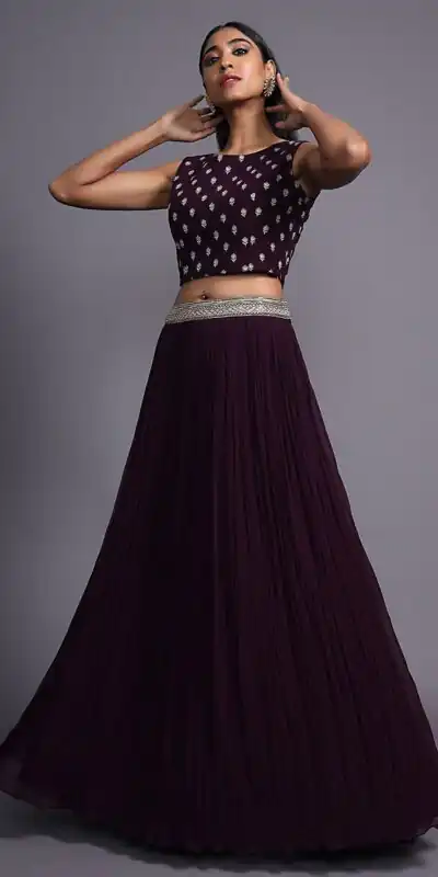 SR 417 Purple Jacket (Top) : Georgette Lehenga : Georgette Work : Heavy Embroidery Work Wedding, Party, Festive @1599/- Only | Lehenga, Bollywood Lehenga, Creative Lehenga, Designer Lehenga, Embroidered Lehenga, Party Wear Lehenga