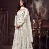 Maisha 5608 White Top : Heavy Net Work : Heavy Embroidery Coding With Diamond Work Bottom : Santoon Wedding, Party, Festive @3299/- | Anarkali Suits, Bollywood Anarkali, Creative-Anarkali, Designer Anarkali, Embroidered Anarkali, Party Wear Anarkali