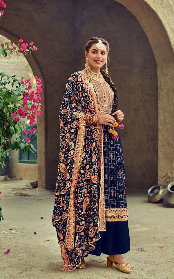 new-exclusive-blue-color-embroidery-work-sharara-suit