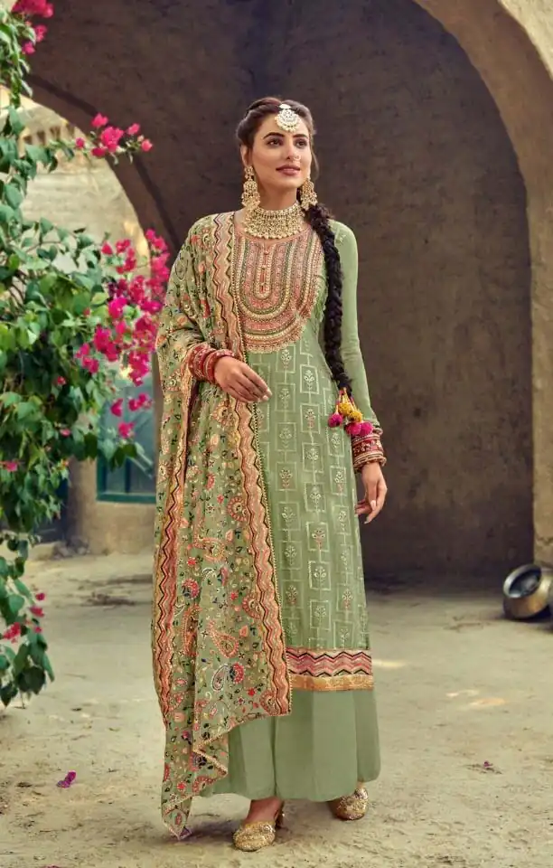 new-exclusive-green-color-embroidery-work-sharara-suit