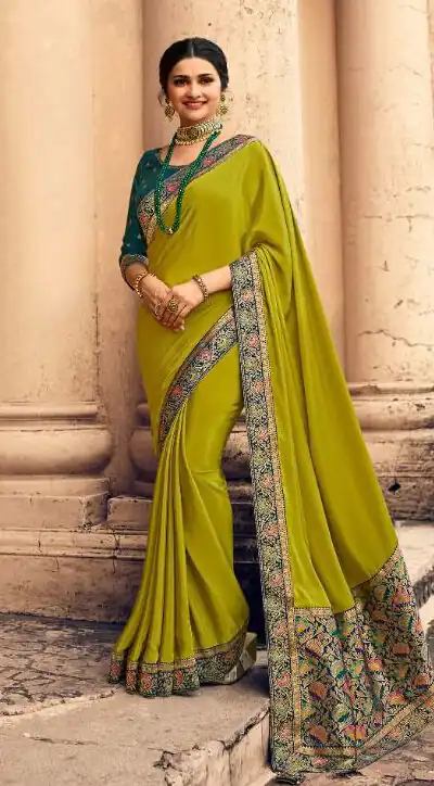 JR TANVI Pista Green Color Sana Silk With Jacquard Lace Saree Casual, Wedding, Festive, Events Etc. Expected Delivery 4-6 Working Days @1549/- | Sarees, Bollywood Sarees, Creative Sarees, Designer Sarees, Embroidered Sarees, Ethnic Saree, Modern Digital sarees, Party Wear Sarees