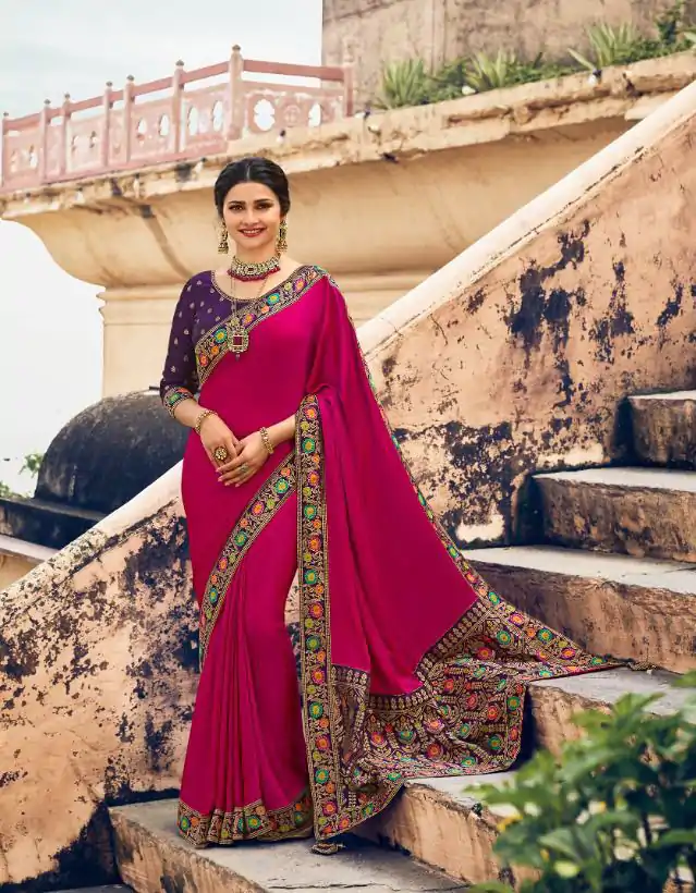 JR  TANVI Rani Pink Saree : Premium Sana Silk With Beautiful Jacquard Lace Blouse : Heavy Jacquard Fabrics  Daily, Casual, Festive @1549/- | Sarees, Bollywood Sarees, Creative Sarees, Designer Sarees, Embroidered Sarees, Ethnic Saree, Modern Digital sarees, Party Wear Sarees