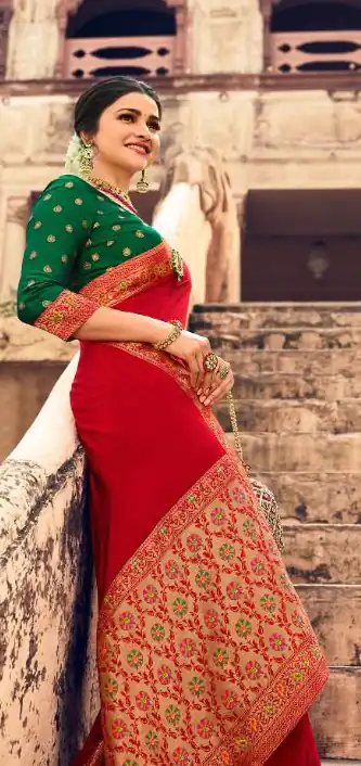 JR  TANVI Red Saree : Premium Sana Silk With Beautiful Jacquard Lace Blouse : Heavy Jacquard Fabrics  Daily, Casual, Festive @1549/- | Sarees, Bollywood Sarees, Creative Sarees, Designer Sarees, Embroidered Sarees, Ethnic Saree, Modern Digital sarees, Party Wear Sarees