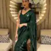 KT 176 Green Saree : Georgette Blouse : Benglori Silk Work : Fancy Sequence Work Wedding, Festive @1599/- Only | Sarees, Bollywood Sarees, Creative Sarees, Designer Sarees, Embroidered Sarees, Ethnic Saree, Party Wear Sarees