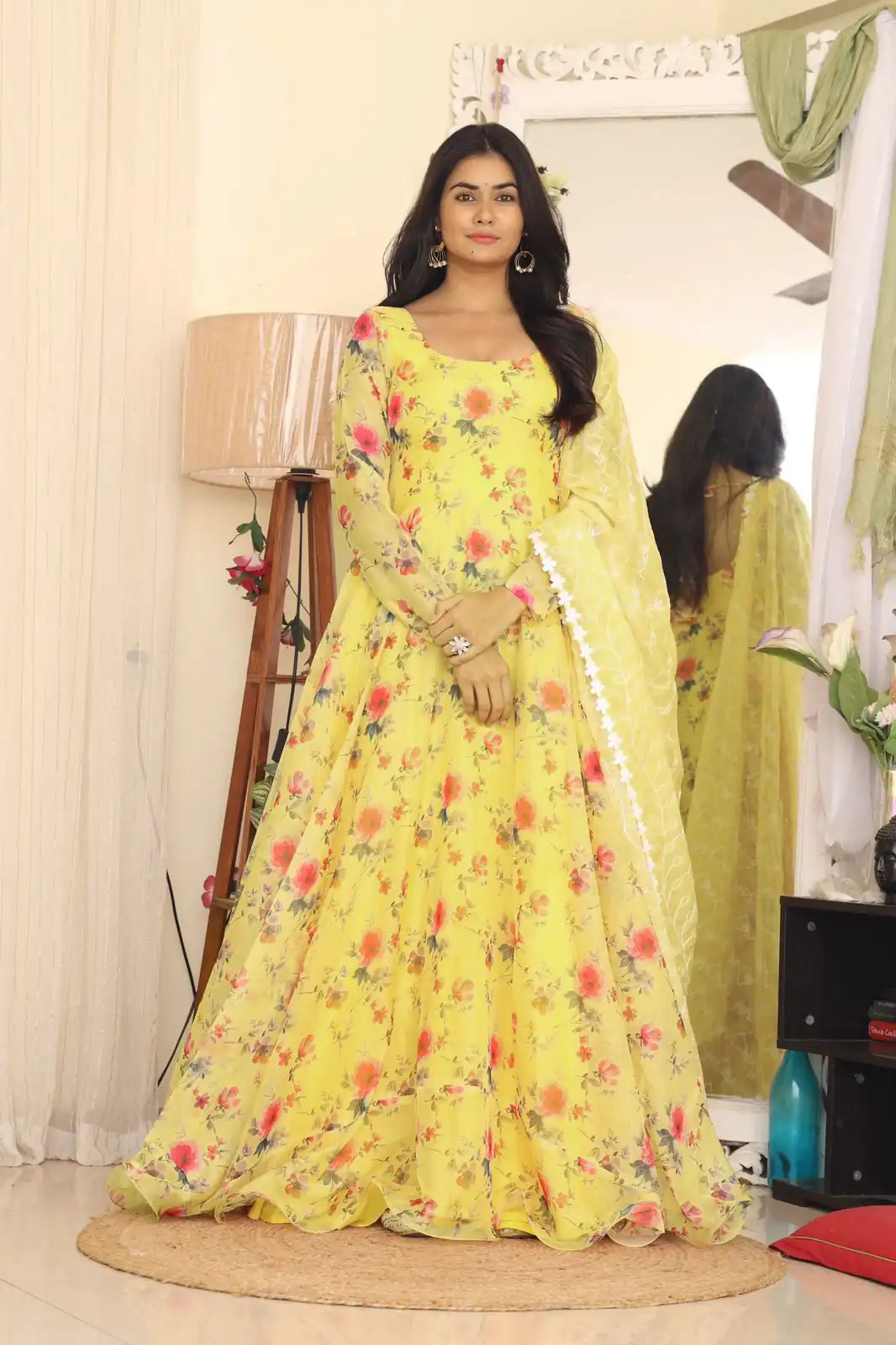 RTC 8047 Yellow Gown : Tabby Silk Organza Work : Embroidery Work Beautiful Yelow Color Casual, Wedding, Party, Festive, Events. @2099 | Gowns, Bollywood Gowns, Creative Gowns, Designer Gowns, Embroidered Gowns, Party Wear Gowns