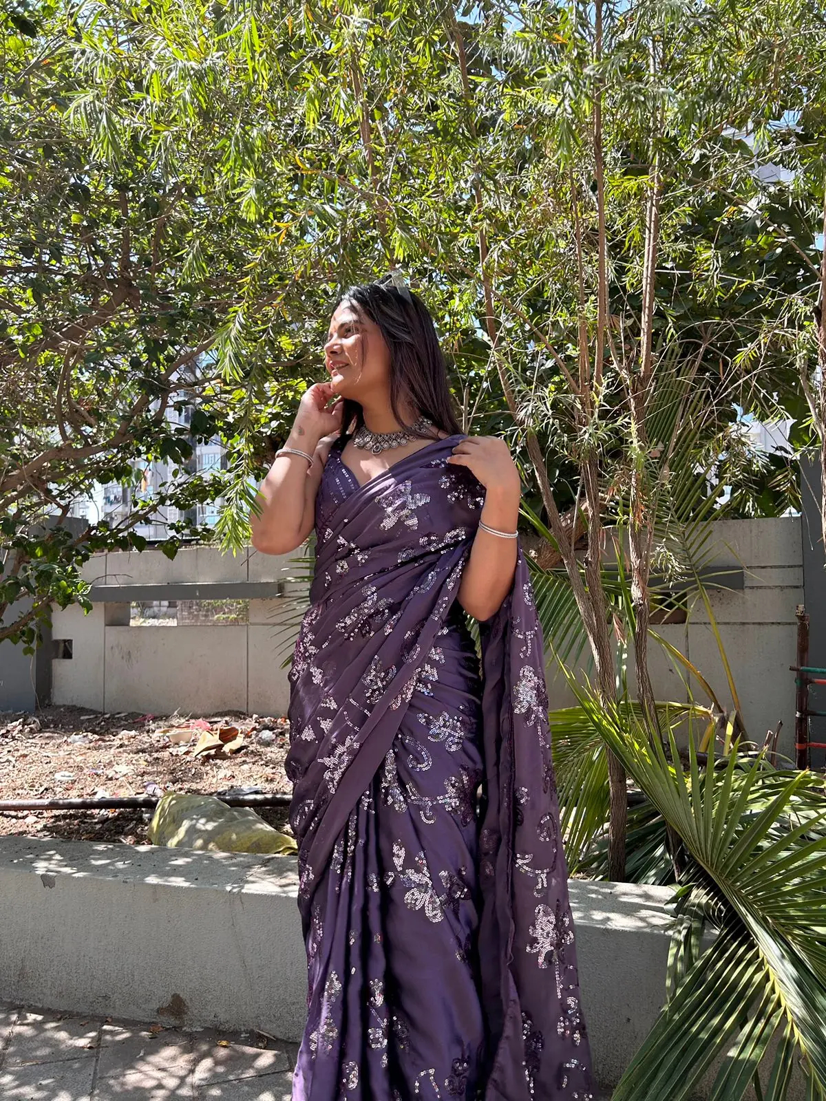 BT 3030 Purple Saree : Georgette Work : Embroidery With Sequence Work, Blouse : Banglory Silk Party Wear, Wedding Wear, Events Etc.@1649/- | Sarees, Bollywood Sarees, Creative Sarees, Designer Sarees, Ethnic Saree, Modern Digital sarees, Party Wear Sarees