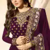 LT 1703 Purple Color: Purple Fabrics: Banglory Silk + Faux Georgette & Codding Embroidery work Dupatta:- Heavy Net + Codding and Sequine Embroidary Work | Anarkali Suits, Bollywood Anarkali, Creative-Anarkali, Designer Anarkali, Embroidered Anarkali, Party Wear Anarkali