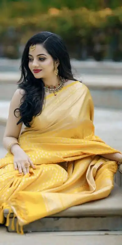 KP 3095 Yellow Color Lichi Silk Jacquard Work Beautiful Saree Casual, Party Wear, Wedding, Events Etc. Expected Delivery 4-6 Working Days @1399/- | Sarees, Bollywood Sarees, Creative Sarees, Designer Sarees, Embroidered Sarees, Ethnic Saree, Modern Digital sarees, Party Wear Sarees