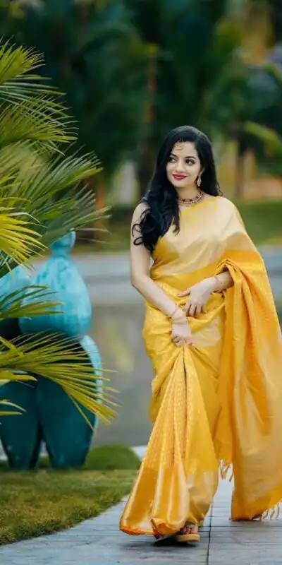 KP 3095 Yellow Color Lichi Silk Jacquard Work Beautiful Saree Casual, Party Wear, Wedding, Events Etc. Expected Delivery 4-6 Working Days @1399/- | Sarees, Bollywood Sarees, Creative Sarees, Designer Sarees, Embroidered Sarees, Ethnic Saree, Modern Digital sarees, Party Wear Sarees