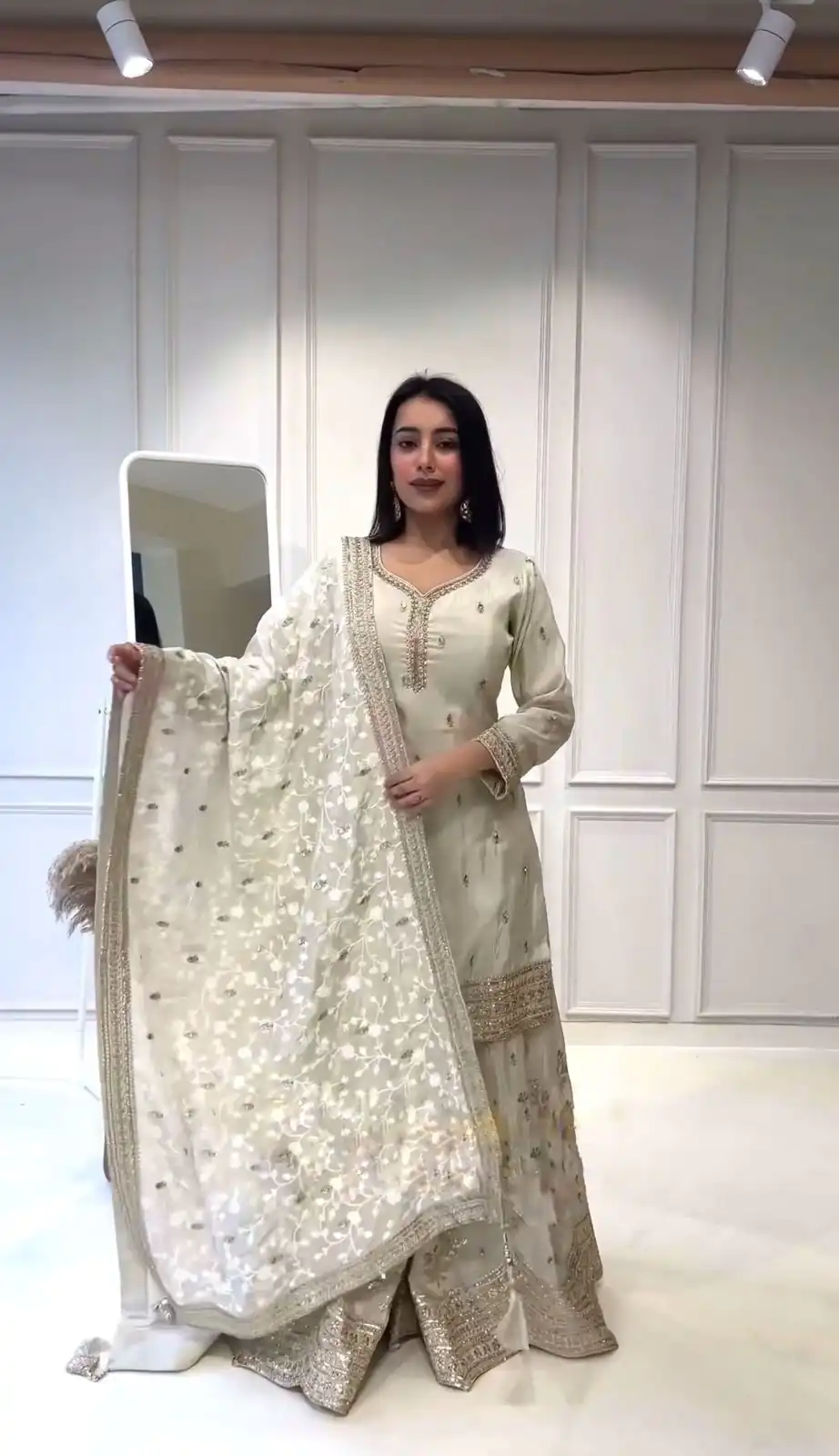 NSR 804 White  Color Heavy Chinnon Silk Embroidery Sequence Work Sharara Suit Casual, Party Festive, Events Etc. Expected Delivery 4-6 Working Days @2299/- | Jump Suits, Salwar suit, Designer Suits, Casual Suits, Creative suits, Palazzo Suits, Party Wear Suits, Patiala Suits, Straight Suits