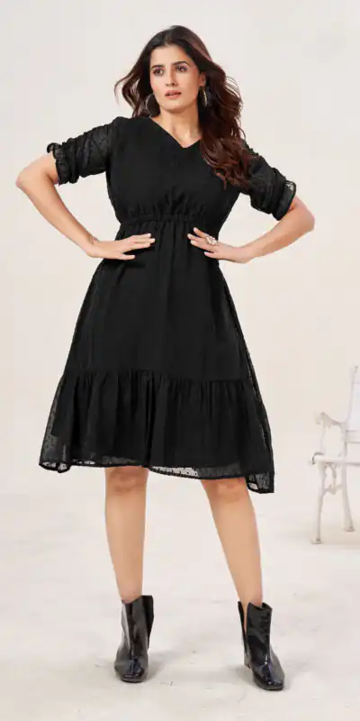 INLI Charming Black Color Heavy Georgette Butti Kurti Casual, Wedding, Party, Festive, Events Etc. Expected Delivery 4-6 Working Days @1299/- | Kurti, Bollywood Kurti, Creative Kurtis, Designer Kurti, Party Wear Kurti, Selfie Kurti