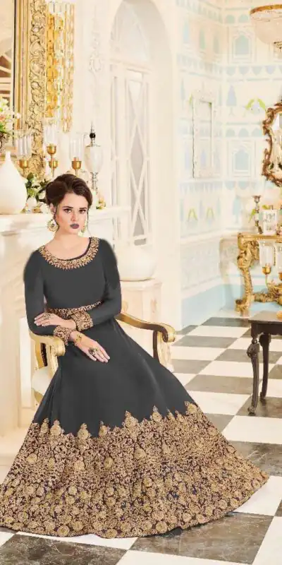 FC Veeda Black Color Georgette Coding Embroidery Stone Work Anarkali Suit Wedding, Party, Festive events, etc. Expected Delivery 4-6 Working Days @1999/ | Anarkali Suits, Bollywood Anarkali, Creative-Anarkali, Designer Anarkali, Embroidered Anarkali, Party Wear Anarkali