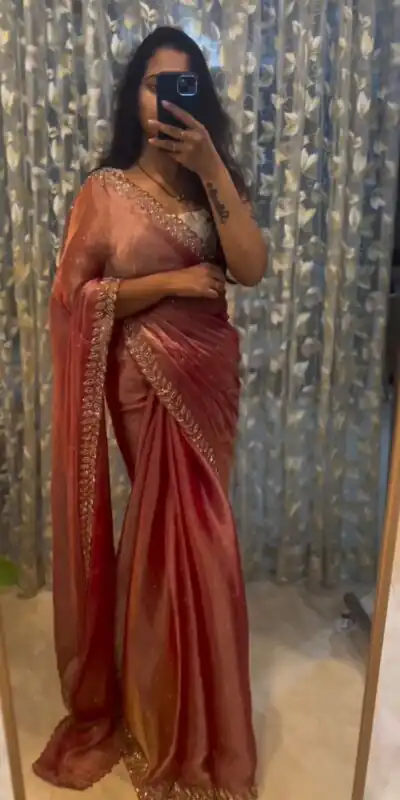 KD 459 Peach Color Jimmy choo Thread Sequence Work Saree Casual, Party, Wedding, Festive, Events Etc.  Expected Delivery  4-6 Working Days @1750/- Only | Sarees, Bollywood Sarees, Creative Sarees, Designer Sarees, Embroidered Sarees, Ethnic Saree, Modern Digital sarees, Party Wear Sarees