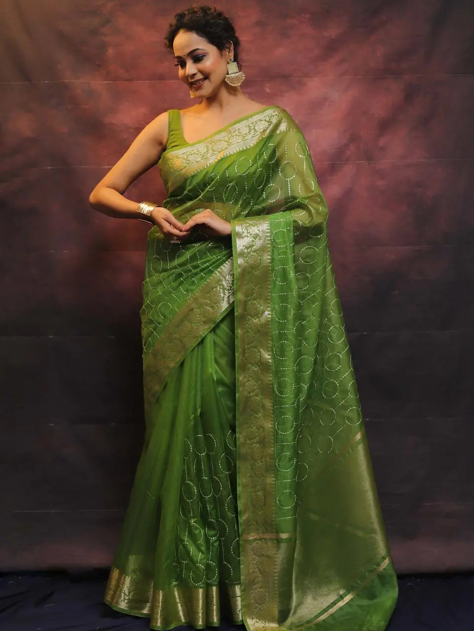 MS 438 Green Color Nylon Organza Jacquard Multi Embroidered Saree Casual, Party Wear, Wedding, Events, Etc. Expected Delivery 4-6 Working Days 1599/- | Sarees, Bollywood Sarees, Creative Sarees, Designer Sarees, Embroidered Sarees, Ethnic Saree, Modern Digital sarees, Party Wear Sarees