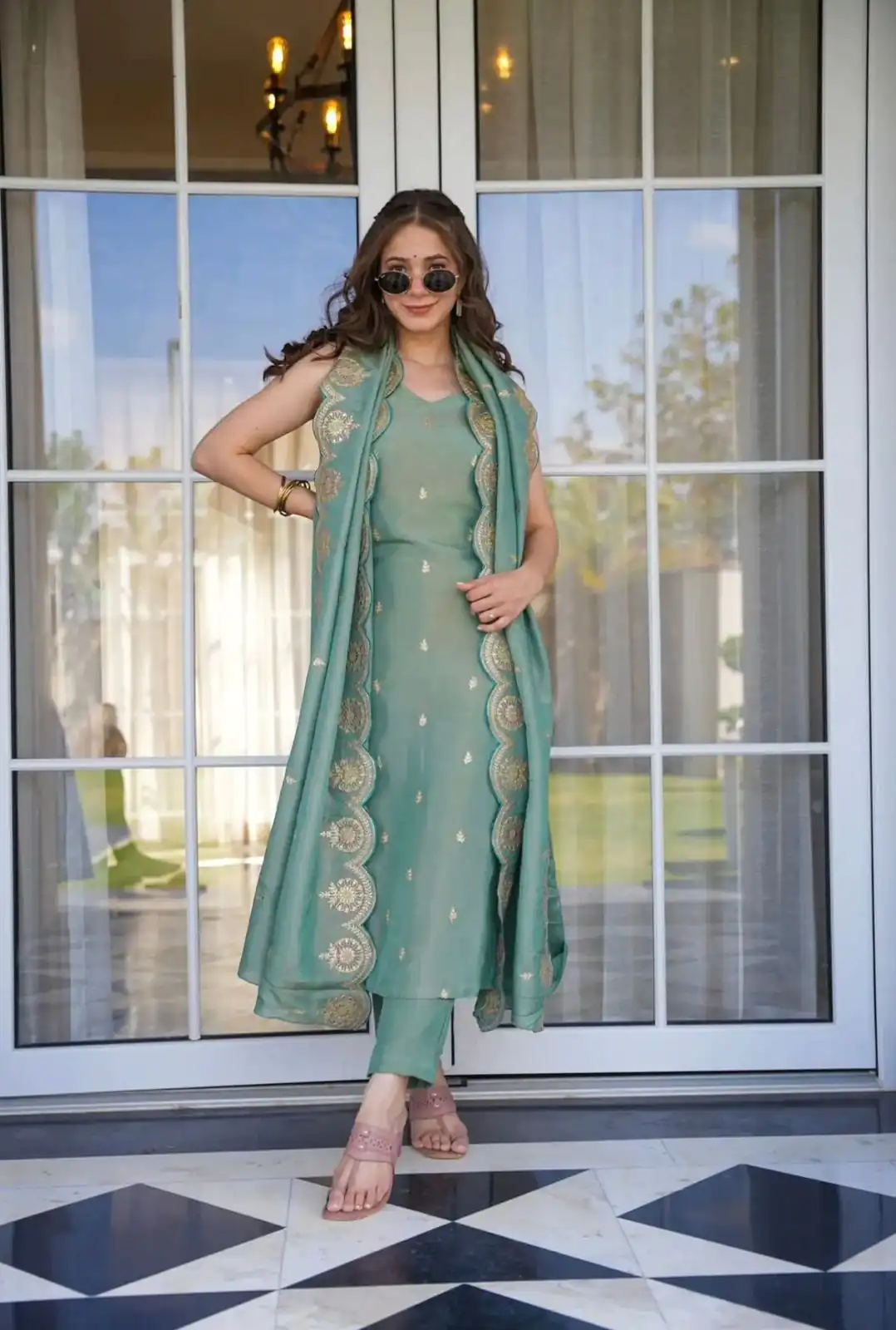 SRK 5154 Peacock Green Color Pure Chinnon Silk Embroidery Sequence Salwar Suit Wedding, Party, Festive, Events Expected Delivery 4-6 Working Days @ 1749/- | Jump Suits, Salwar suit, Designer Suits, Casual Suits, Creative suits, Palazzo Suits, Party Wear Suits, Patiala Suits, Straight Suits