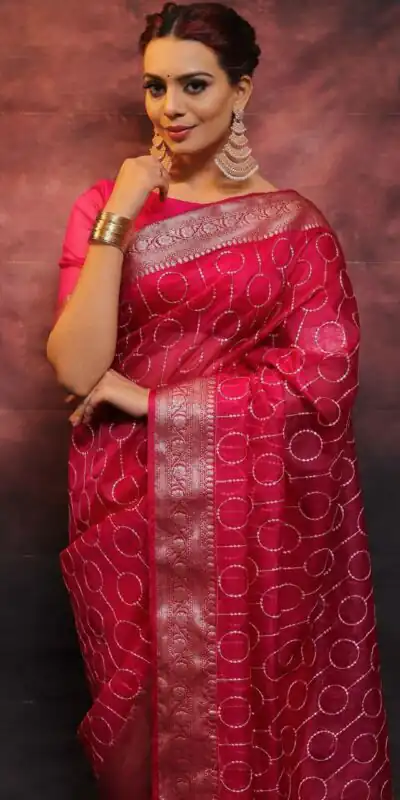 MS 438 Red Color Nylon Organza Jacquard Multi Embroidered Saree Casual, Party Wear, Wedding, Events, Etc. Expected Delivery 4-6 Working Days 1599/- | Sarees, Bollywood Sarees, Creative Sarees, Designer Sarees, Embroidered Sarees, Ethnic Saree, Modern Digital sarees, Party Wear Sarees