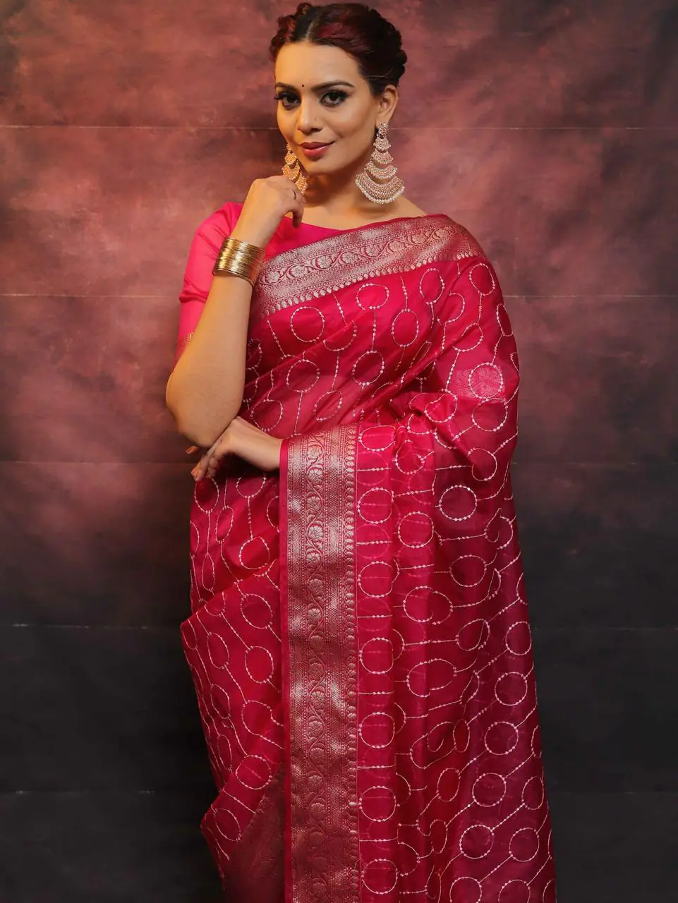 MS 438 Red Color Nylon Organza Jacquard Multi Embroidered Saree Casual, Party Wear, Wedding, Events, Etc. Expected Delivery 4-6 Working Days 1599/- | Sarees, Bollywood Sarees, Creative Sarees, Designer Sarees, Embroidered Sarees, Ethnic Saree, Modern Digital sarees, Party Wear Sarees