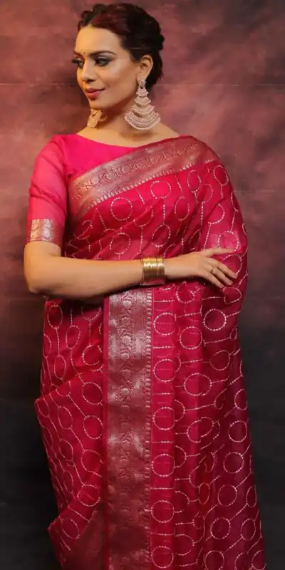 MS 438 Red Color Nylon Organza Jacquard Multi Embroidered Saree Casual, Party Wear, Wedding, Events, Etc. Expected Delivery 4-6 Working Days 1599/- | Sarees, Bollywood Sarees, Creative Sarees, Designer Sarees, Embroidered Sarees, Ethnic Saree, Modern Digital sarees, Party Wear Sarees