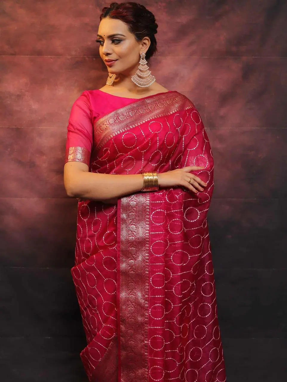 MS 438 Red Color Nylon Organza Jacquard Multi Embroidered Saree Casual, Party Wear, Wedding, Events, Etc. Expected Delivery 4-6 Working Days 1599/- | Sarees, Bollywood Sarees, Creative Sarees, Designer Sarees, Embroidered Sarees, Ethnic Saree, Modern Digital sarees, Party Wear Sarees