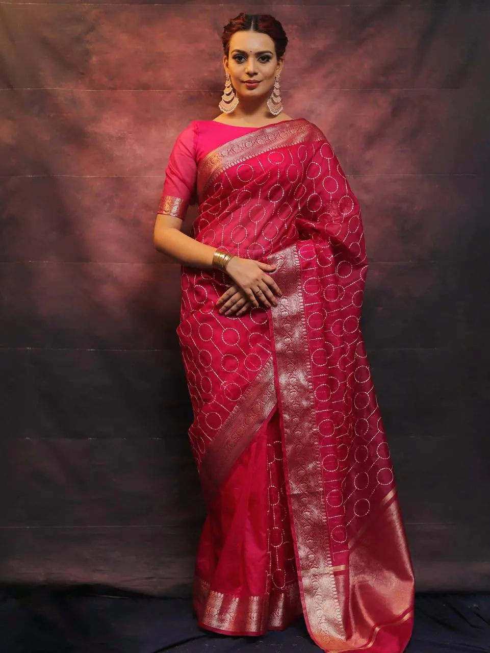 MS 438 Red Color Nylon Organza Jacquard Multi Embroidered Saree Casual, Party Wear, Wedding, Events, Etc. Expected Delivery 4-6 Working Days 1599/- | Sarees, Bollywood Sarees, Creative Sarees, Designer Sarees, Embroidered Sarees, Ethnic Saree, Modern Digital sarees, Party Wear Sarees