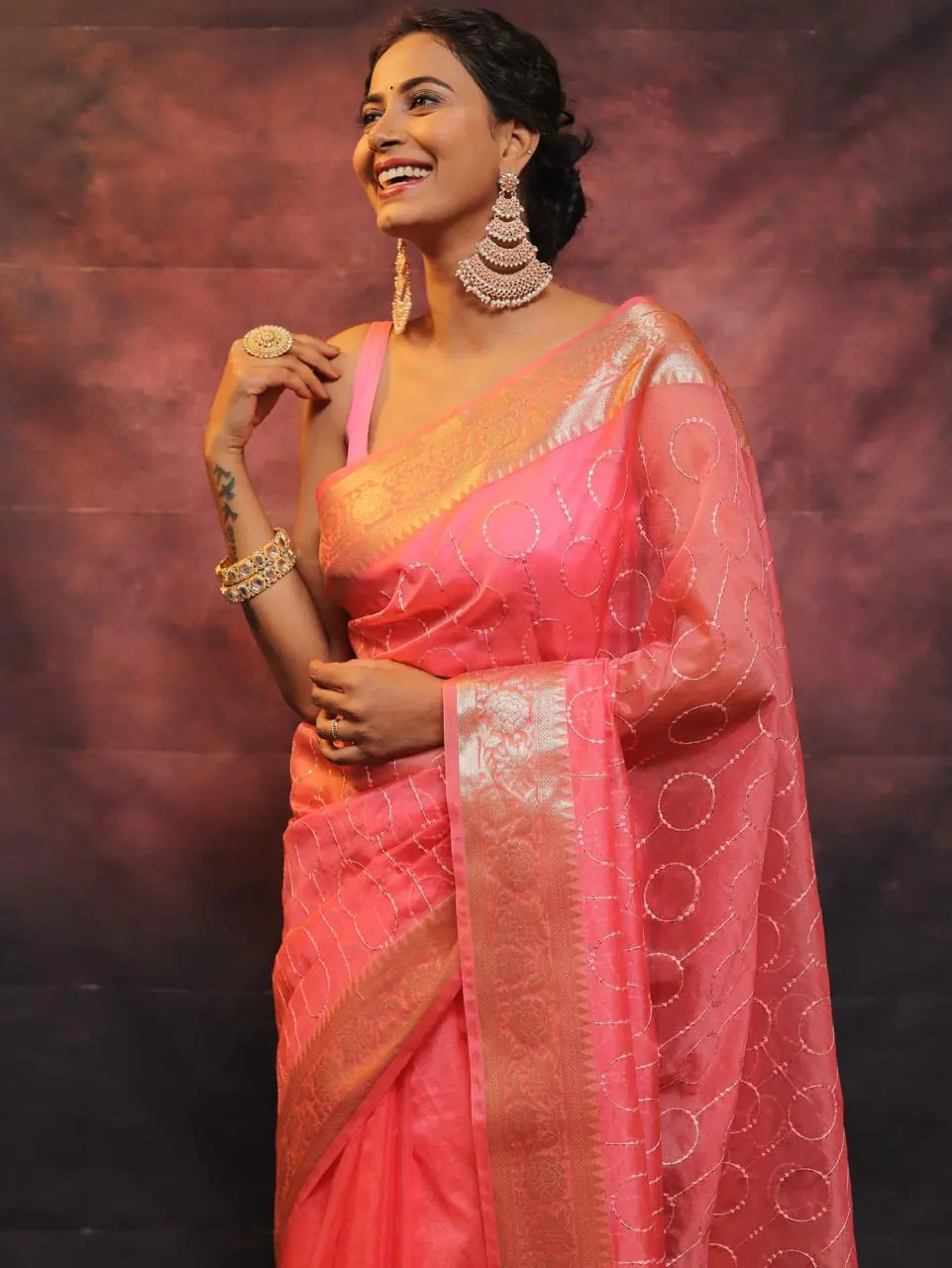 MS 438 Red Color Nylon Organza Jacquard Multi Embroidered Saree Casual, Party Wear, Wedding, Events, Etc. Expected Delivery 4-6 Working Days 1599/- | Sarees, Bollywood Sarees, Creative Sarees, Designer Sarees, Embroidered Sarees, Ethnic Saree, Modern Digital sarees, Party Wear Sarees