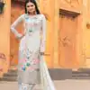 Artful White Color Chinon Silk Diamond Hand Work Sharara Suit