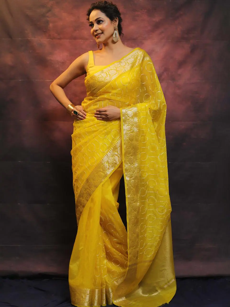 MS 438 Yellow Color Nylon Organza Jacquard Multi Embroidered Saree Casual, Party Wear, Wedding, Events, Etc. Expected Delivery 4-6 Working Days 1599/- | Sarees, Bollywood Sarees, Creative Sarees, Designer Sarees, Embroidered Sarees, Ethnic Saree, Modern Digital sarees, Party Wear Sarees