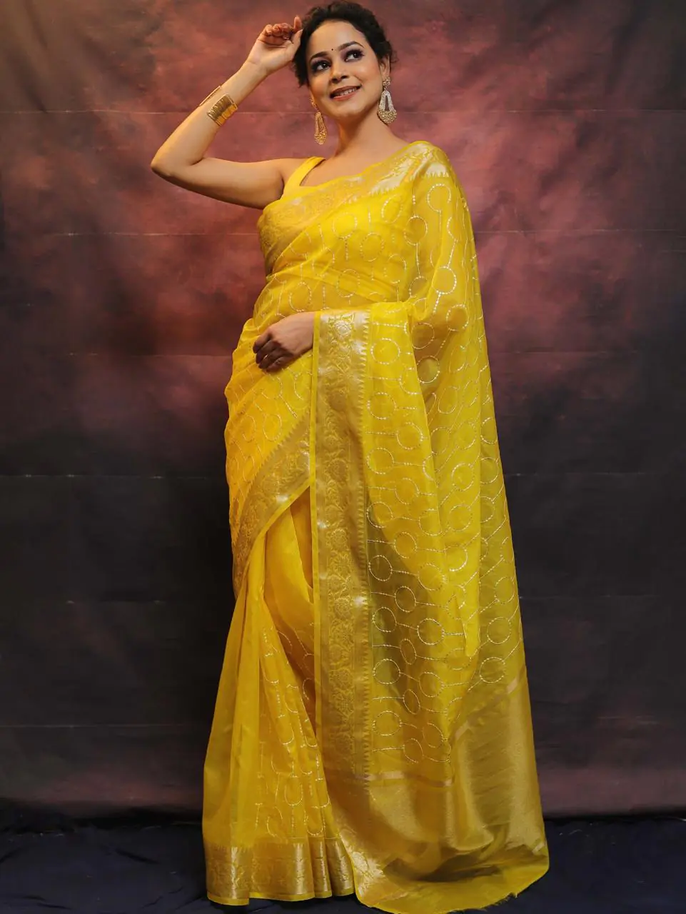 MS 438 Yellow Color Nylon Organza Jacquard Multi Embroidered Saree Casual, Party Wear, Wedding, Events, Etc. Expected Delivery 4-6 Working Days 1599/- | Sarees, Bollywood Sarees, Creative Sarees, Designer Sarees, Embroidered Sarees, Ethnic Saree, Modern Digital sarees, Party Wear Sarees