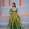Attractive Green Color Kanjivaram Silk Zari Weaving Work Gown