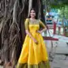 Attractive Yellow Color Kanjivaram Silk Zari Weaving Work Gown
