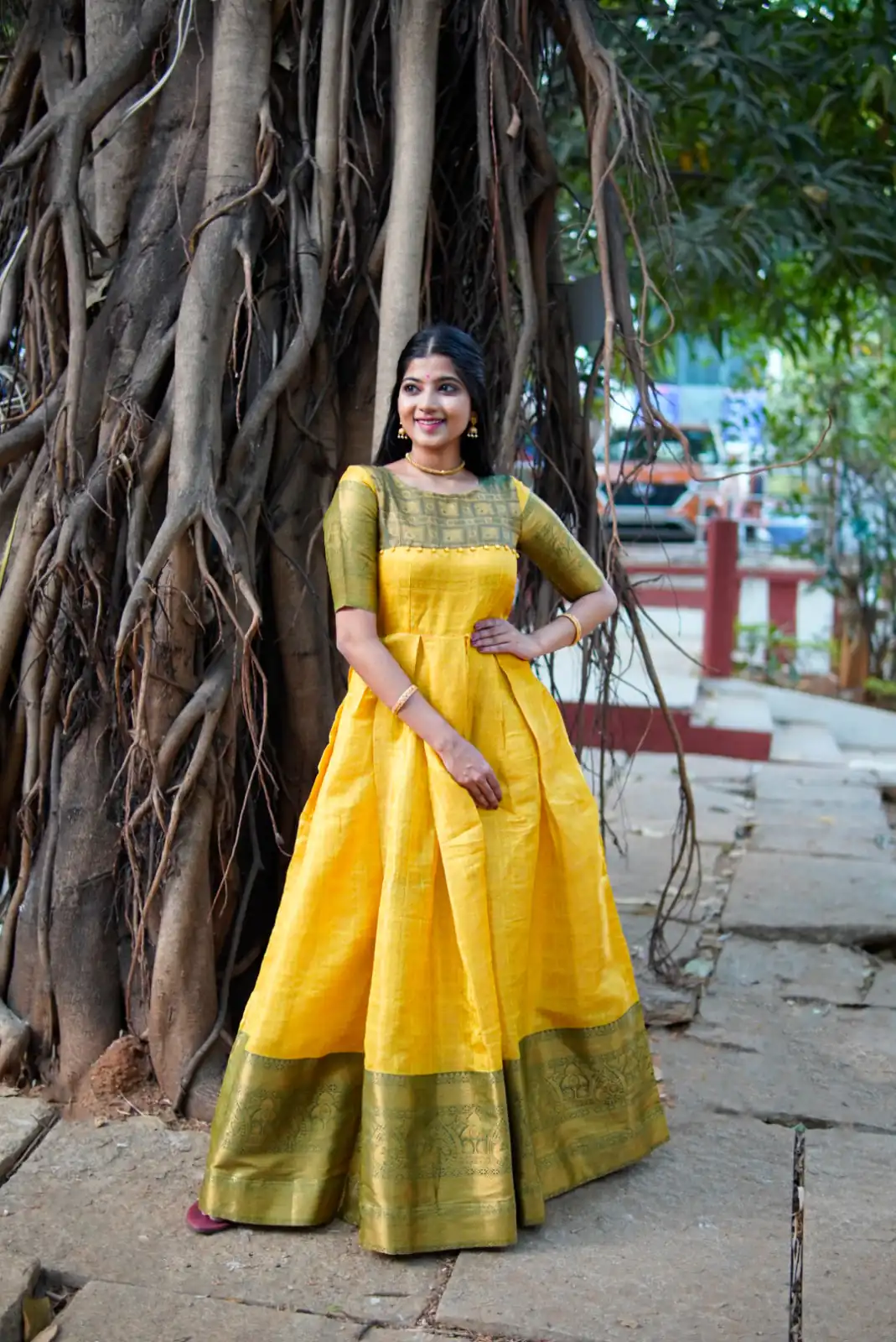 YNF5311 Yellow Color Kanjivaram Silk Zari Weaving Work Gown Casual, Wedding, Festive, Events, Designer Party Wear,  Expected Delivery 4-6 Working Days @1699 | Gowns, Bollywood Gowns, Creative Gowns, Designer Gowns, Embroidered Gowns, Party Wear Gowns