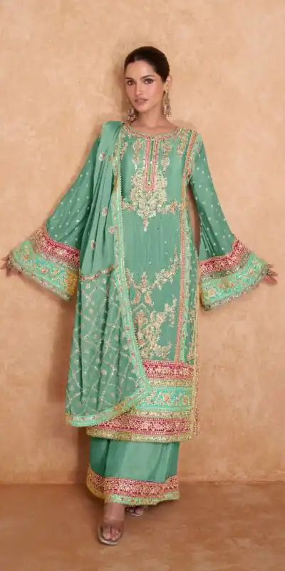 FC 7406 Green Color Chinon Coding Embroidery Anarkali Suit Wedding, Party, Festive events, etc. Expected Delivery 4-6 Working Days @2849/ | Jump Suits, Salwar suit, Designer Suits, Casual Suits, Creative suits, Palazzo Suits, Party Wear Suits