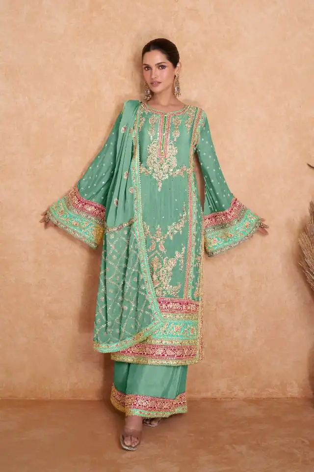 FC 7406 Green Color Chinon Coding Embroidery Anarkali Suit Wedding, Party, Festive events, etc. Expected Delivery  4-6 Working Days @2849/ | Jump Suits, Salwar suit, Designer Suits, Casual Suits, Creative suits, Palazzo Suits, Party Wear Suits