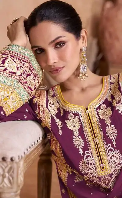  FC 7406 Purple Color Chinon Coding Embroidery Anarkali Suit Wedding, Party, Festive events, etc. Expected Delivery  4-6 Working Days @2849/ | Jump Suits, Salwar suit, Designer Suits, Casual Suits, Creative suits, Palazzo Suits, Party Wear Suits