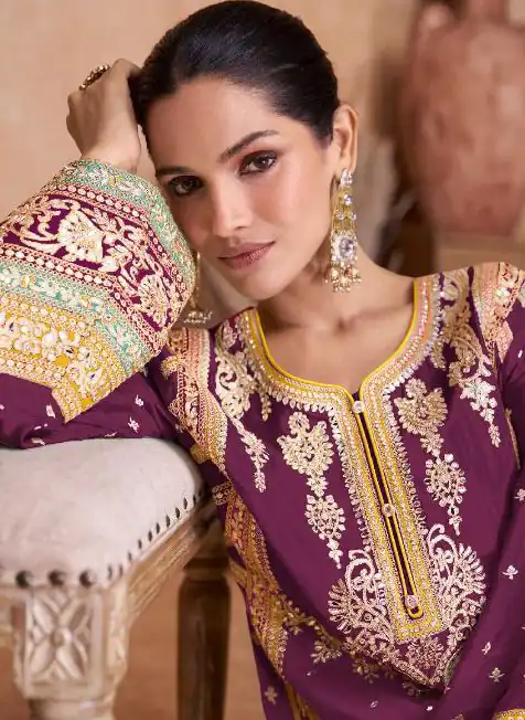  FC 7406 Purple Color Chinon Coding Embroidery Anarkali Suit Wedding, Party, Festive events, etc. Expected Delivery  4-6 Working Days @2849/ | Jump Suits, Salwar suit, Designer Suits, Casual Suits, Creative suits, Palazzo Suits, Party Wear Suits