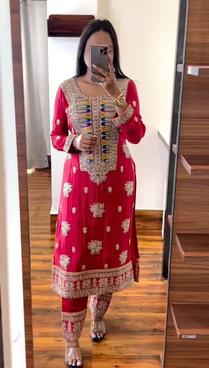 ZSR 3062 Red Color Malty Thread Embroidery Sequence Work Salwar Suit Casual, Wedding, Festive, Events Expected Delivery 4-6 Working Days @2099/- | Jump Suits, Salwar suit, Designer Suits, Casual Suits, Creative suits, Palazzo Suits, Party Wear Suits, Patiala Suits, Straight Suits