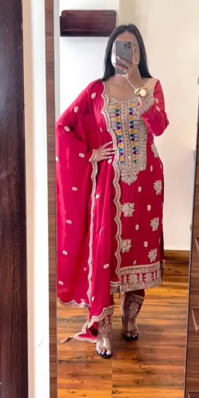  ZSR 3062 Red Color Malty Thread Embroidery Sequence Work Salwar Suit Casual, Wedding, Festive, Events Expected Delivery 4-6 Working Days @2099/- | Jump Suits, Salwar suit, Designer Suits, Casual Suits, Creative suits, Palazzo Suits, Party Wear Suits, Patiala Suits, Straight Suits