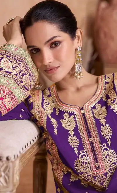  FC 7406 Violet Color Chinon Coding Embroidery Anarkali Suit Wedding, Party, Festive events, etc. Expected Delivery  4-6 Working Days @2849/ | Jump Suits, Salwar suit, Designer Suits, Casual Suits, Creative suits, Palazzo Suits, Party Wear Suits