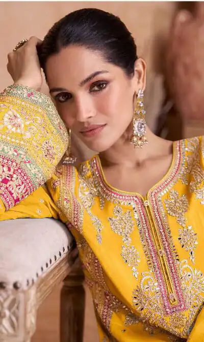  FC 7406 Yellow Color Chinon Coding Embroidery Anarkali Suit Wedding, Party, Festive events, etc. Expected Delivery  4-6 Working Days @2849/ | Jump Suits, Salwar suit, Designer Suits, Casual Suits, Creative suits, Palazzo Suits, Party Wear Suits