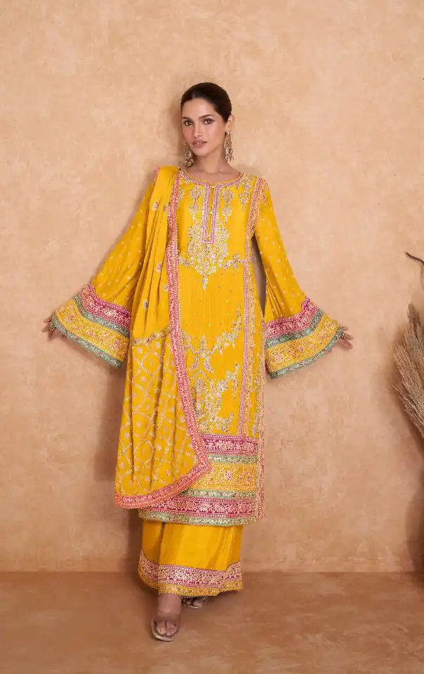 FC 7406 Yellow Color Chinon Coding Embroidery Anarkali Suit Wedding, Party, Festive events, etc. Expected Delivery 4-6 Working Days @2849/ | Jump Suits, Salwar suit, Designer Suits, Casual Suits, Creative suits, Palazzo Suits, Party Wear Suits