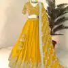 Beautiful Yellow Color Georgette Embroidery Sequence Lehenga