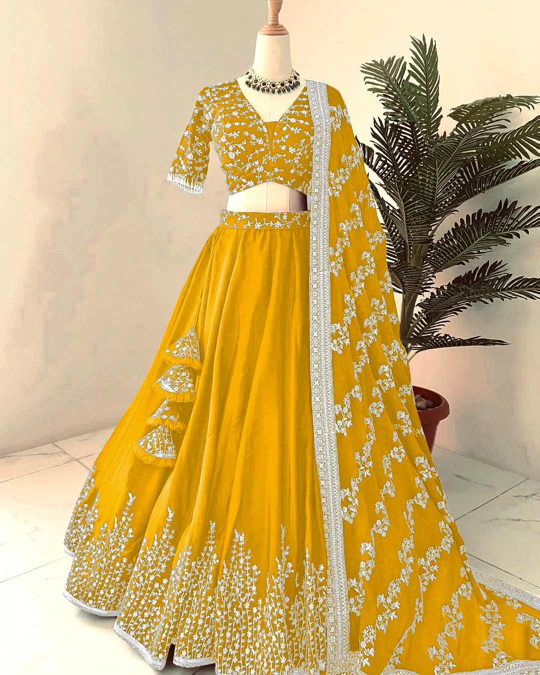 ZF 358 Yellow Color Faux Georgette With Heavy Embroidery Sequence Work Lehenga Choli Wedding, Party, Events Etc. Expected Delivery 4-6 Working Days 2099/- | Lehenga, Bollywood Lehenga, Creative Lehenga, Designer Lehenga, Embroidered Lehenga, Party Wear Lehenga