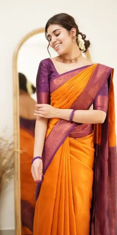 DDF 115 Orange Color Soft Lichi Silk Ordinary Design Rich Pallu Saree Casual, Party Wear, Events, Festivals Etc. Expected Delivery 4-6 Working Days 1499/ | Sarees, Bollywood Sarees, Creative Sarees, Designer Sarees, Embroidered Sarees, Ethnic Saree, Modern Digital sarees, Party Wear Sarees