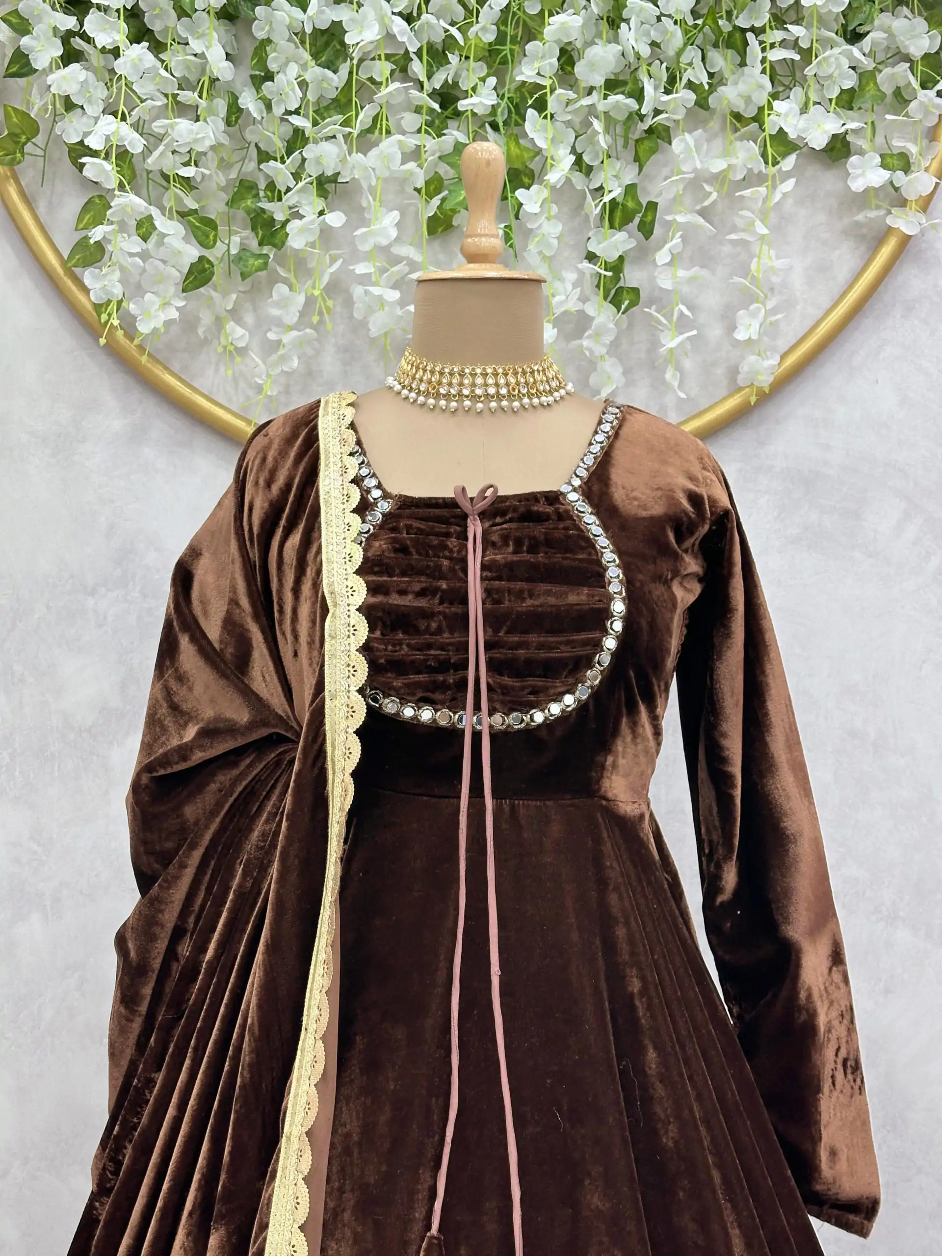 KD 1393 Coffee Color Velvet Real Mirror Fancy Salwar Suit Casual, Party, Festive, Events Wedding Etc.  Expected Delivery 4-6 Working Days @1799/- Only | Jump Suits, Salwar suit, Designer Suits, Casual Suits, Creative suits, Palazzo Suits, Party Wear Suits, Straight Suits